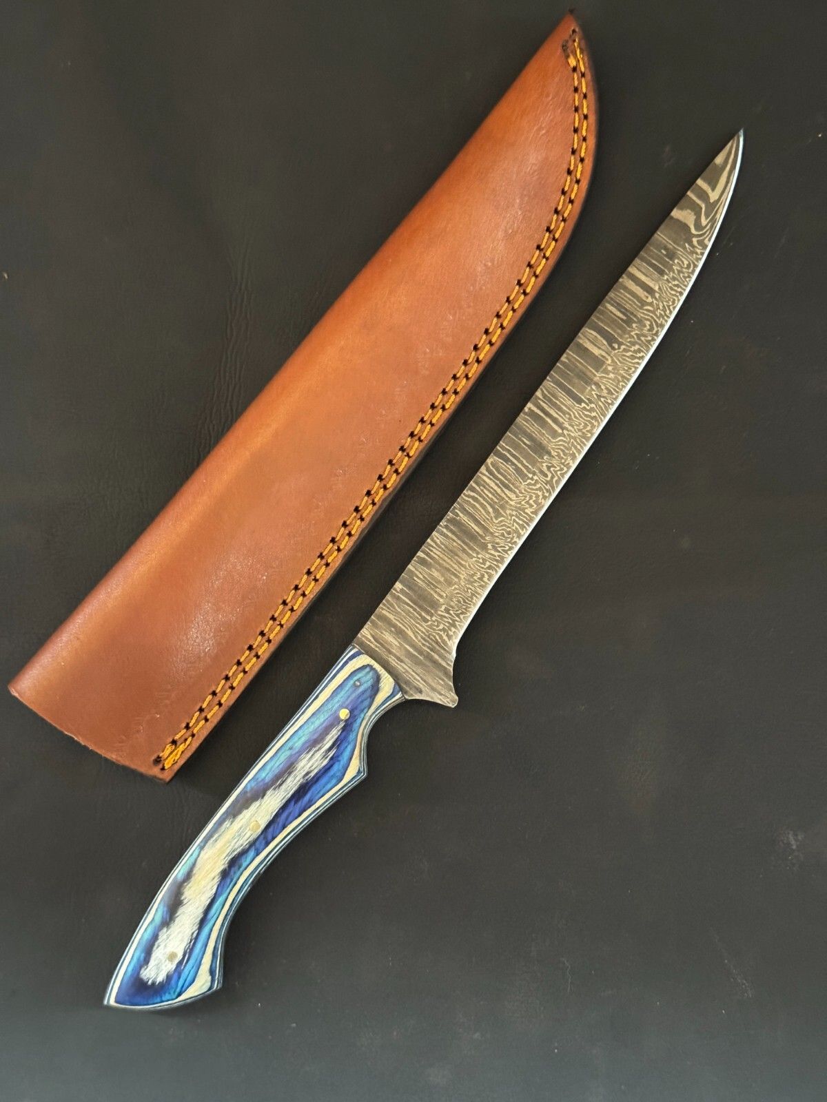 12.5" Kitchen Knife Damascus Fillet Knife & Custom Fillet Knife With Wood Handle