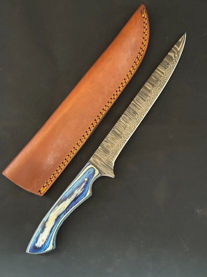 12.5" Kitchen Knife Damascus Fillet Knife & Custom Fillet Knife With Wood Handle