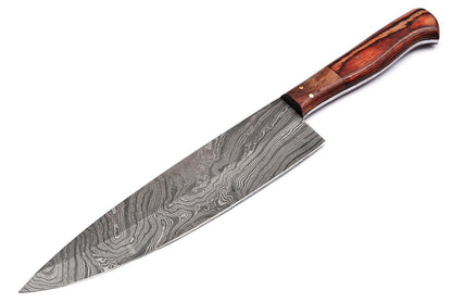 12.75" Damascus Steel Handmade Chef Kitchen Knife with Color Wood Handle