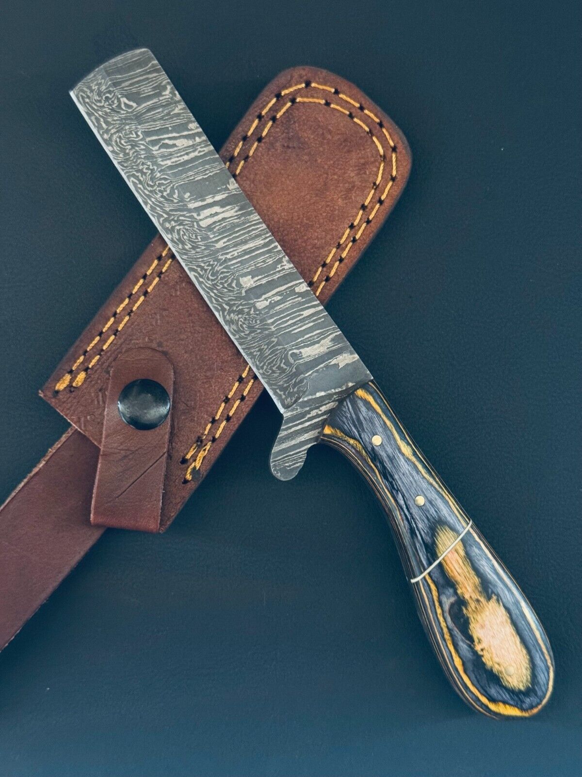12" Bull Cutter Best Damascus Steel Bull Cutter Knife Custom Bull Knife With Wood Handle