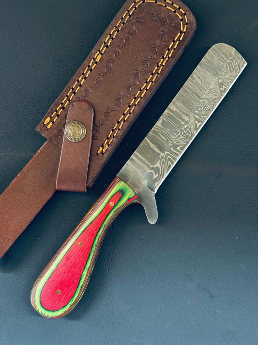 12" Bull Cutter Knife Fire Storm Damascus Steel Bull Cutter Knife With Pakkawood Handle