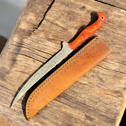 12" Custom Fillet Knife Handmade Damascus Fillet Knife Kitchen Blade