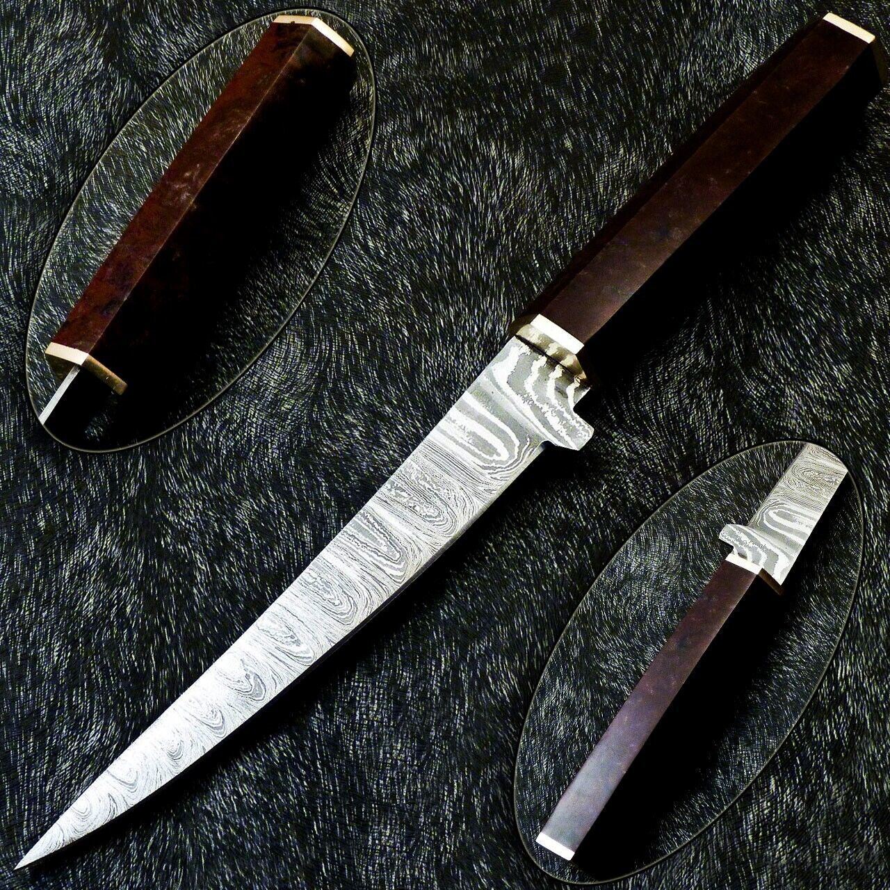 12" Custom Hand Forged Damascus Steel Chef Knife – Kitchen & Camping Knife with Resin Handle