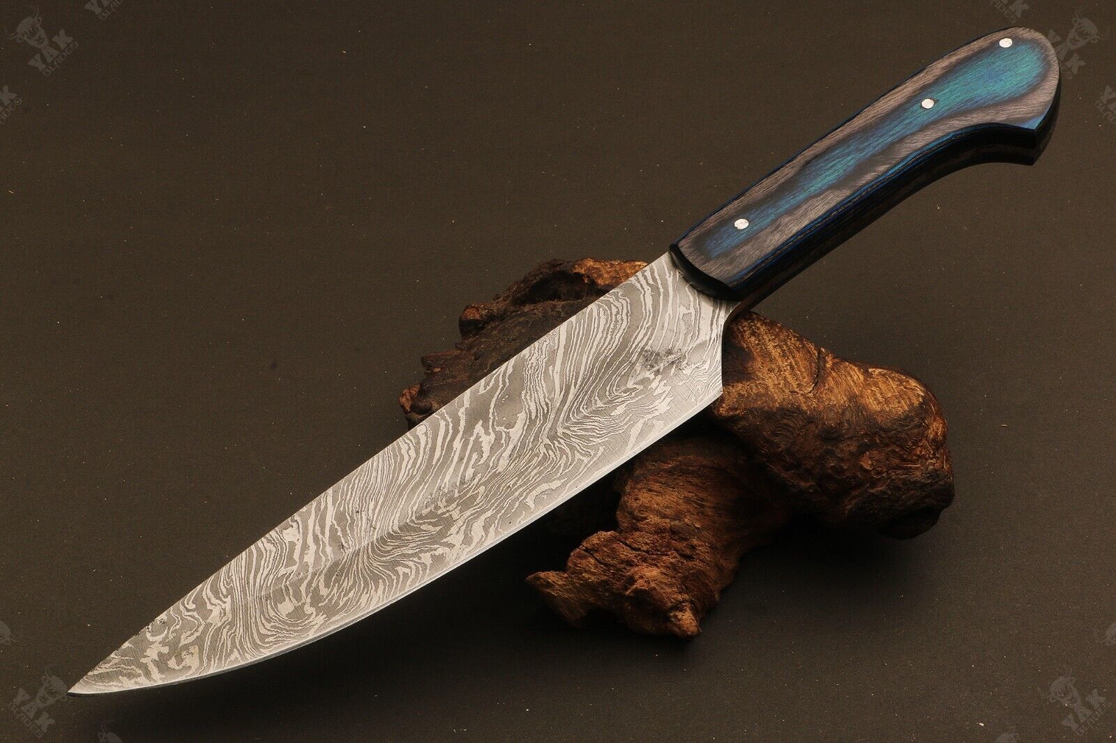 12" Custom Hand Forged Twist Damascus Steel Chef Knife for Kitchen Use