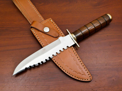 12" Custom Handmade D2 Steel Clip Point Best Bowie Knife With Wood Handle