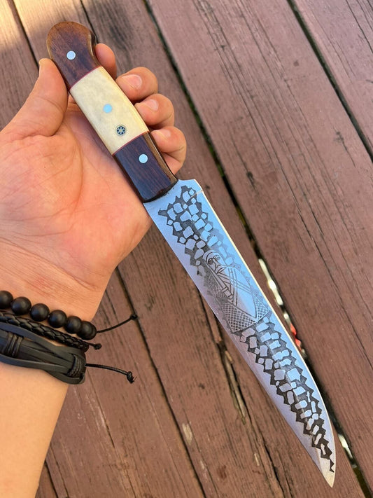 12'' Custom Handmade D2 Steel Forged Fillet Knife Sharp Fillet Knife & Fillet Knife with Sheath