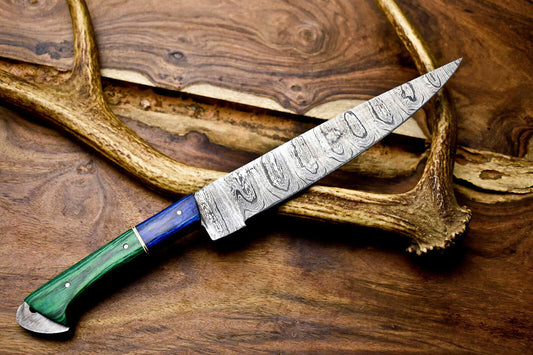 12" Custom Handmade Damascus Steel Kitchen Chef Knife | Full Tang Professional Blade