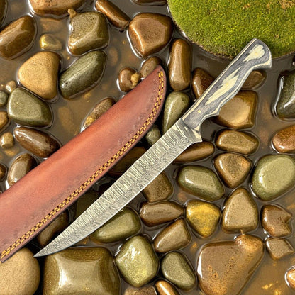 12" Custom Handmade Fillet Knife Damascus Fillet Knife Kitchen Blade W/Sheath