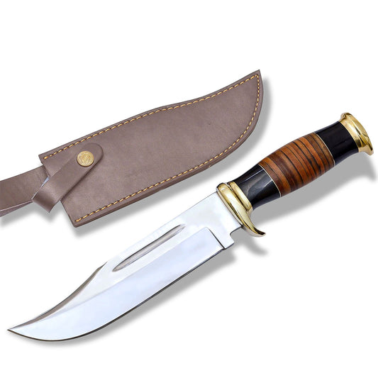 12" D2 Crocodile Dundee Bowie Knife – Full Tang Mirror Polish Stainless Steel Blade