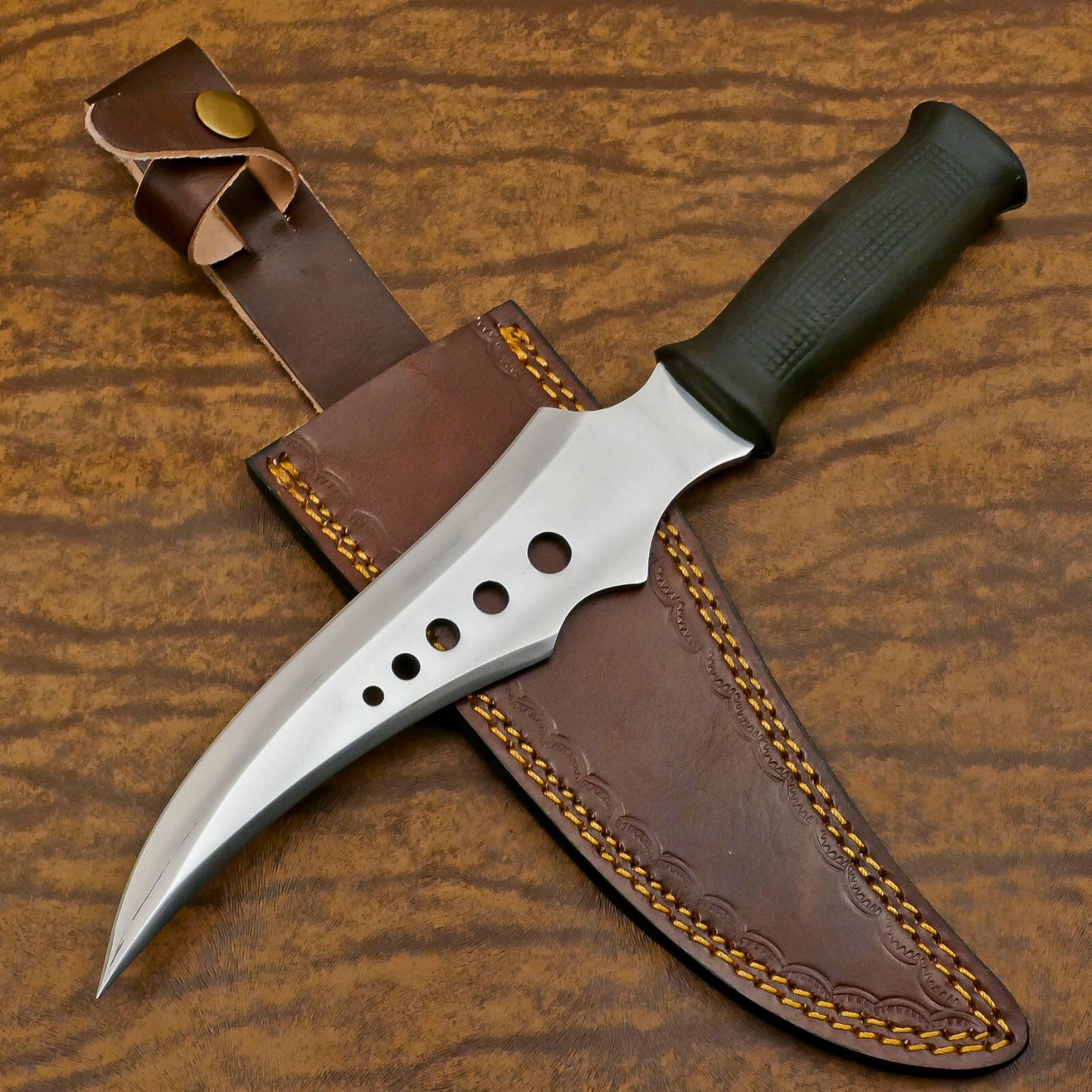 12" D2 Steel Full Tang Bowie Knife Best Hunting Knife with Ergonomic Plastic Handle