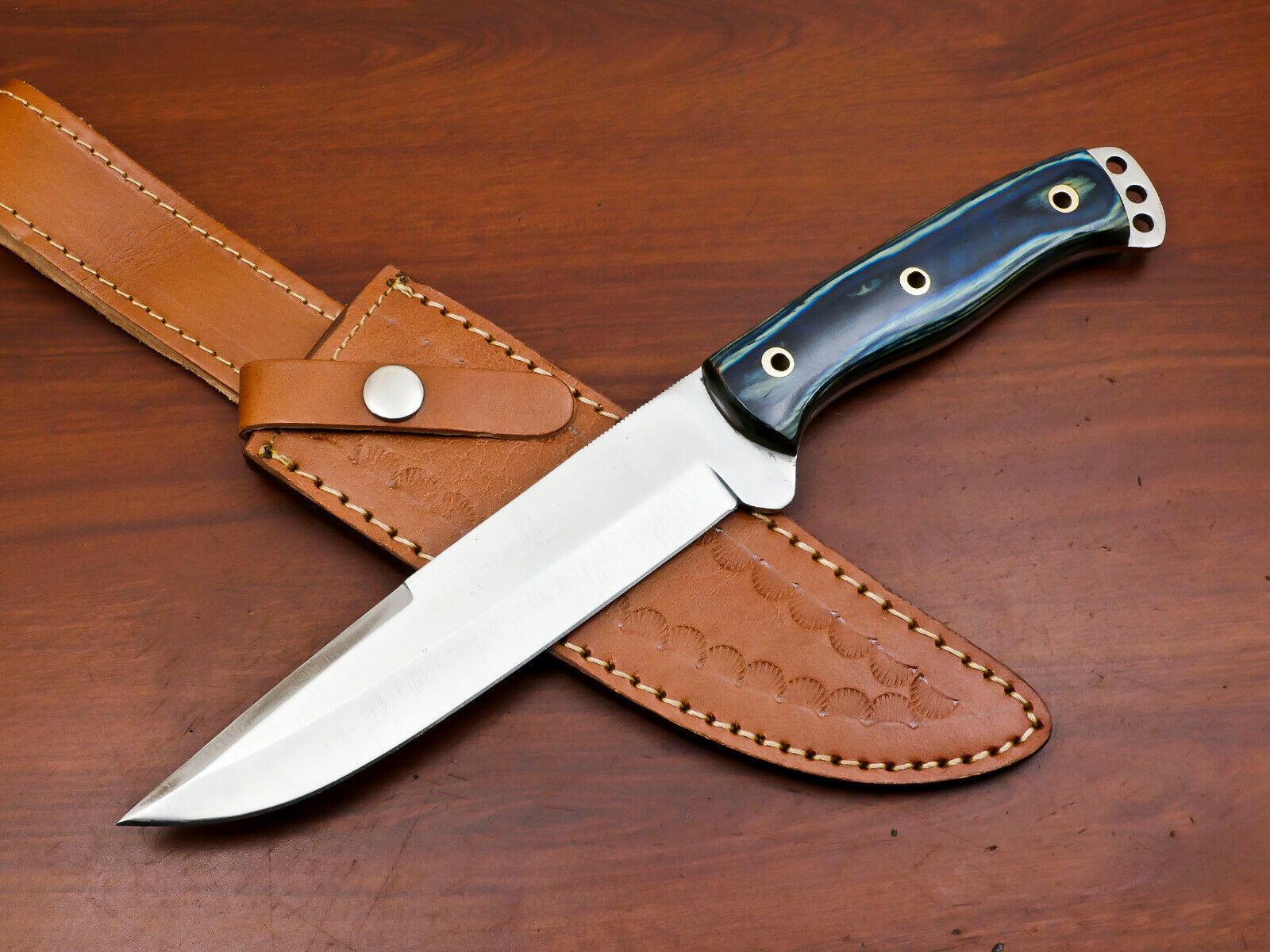 12" D2 Steel Full Tang Bowie Knife with Pakka Wood Grip Custom Bowie Knife