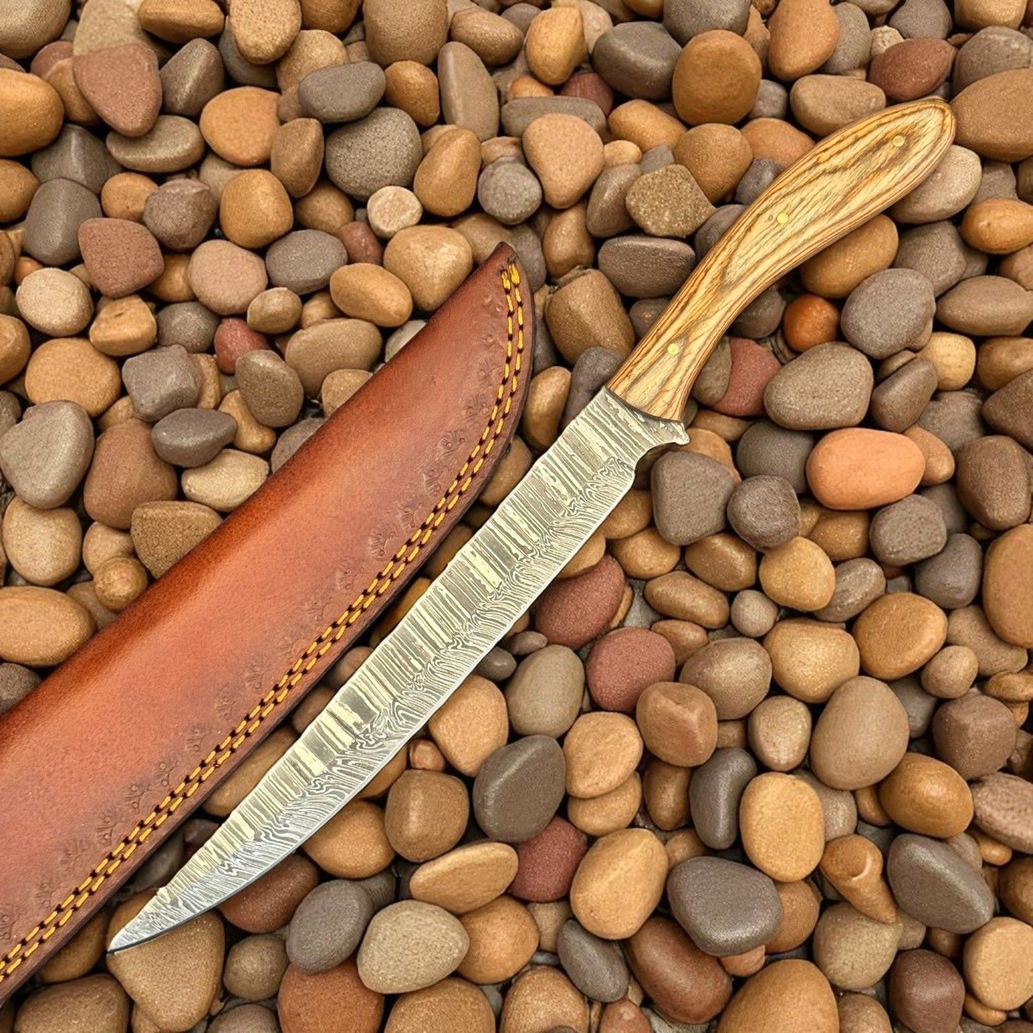 12" Damascus Fillet Knife & Damascus Steel Fillet Knife for Kitchen W/Sheath