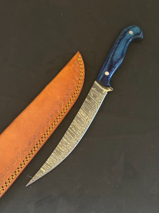 12" Damascus Fillet Knife Damascus Steel Fillet Knife for Kitchen With Pakka Wood Handle