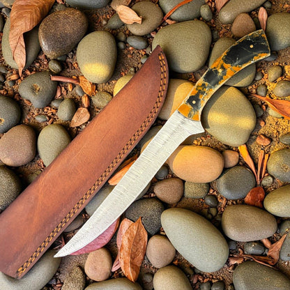 12" Hand Forged Damascus Fishing Knife & Damascus Fish Knife With Resin Handle