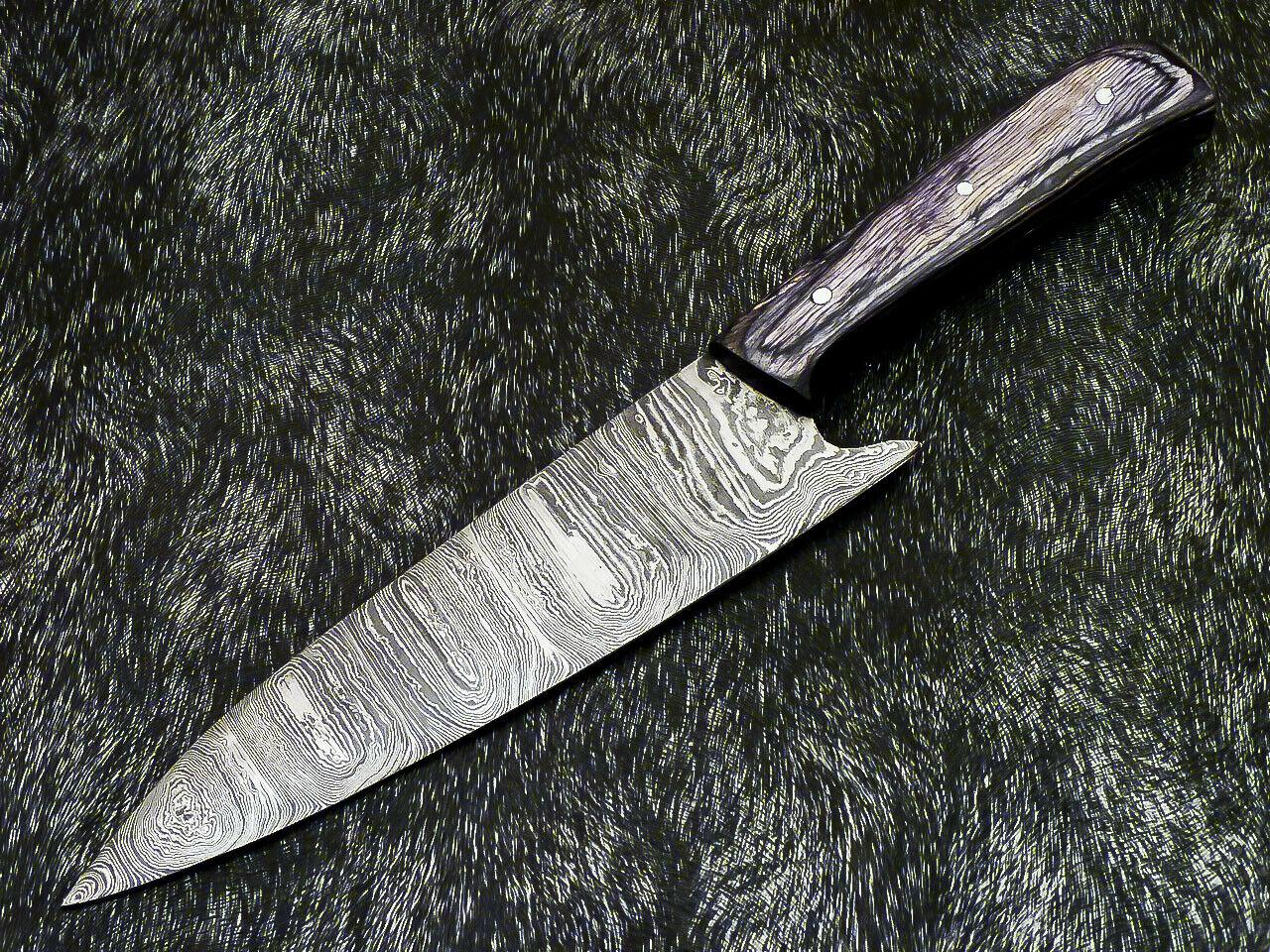  12" Hand Forged Damascus Steel Chef Knife Professional Kitchen Knife with Hard Wood Handle