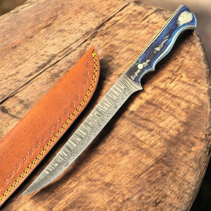 12" Handcrafted Damascus Fillet Knife Premium Kitchen Fillet Knife W/Sheath