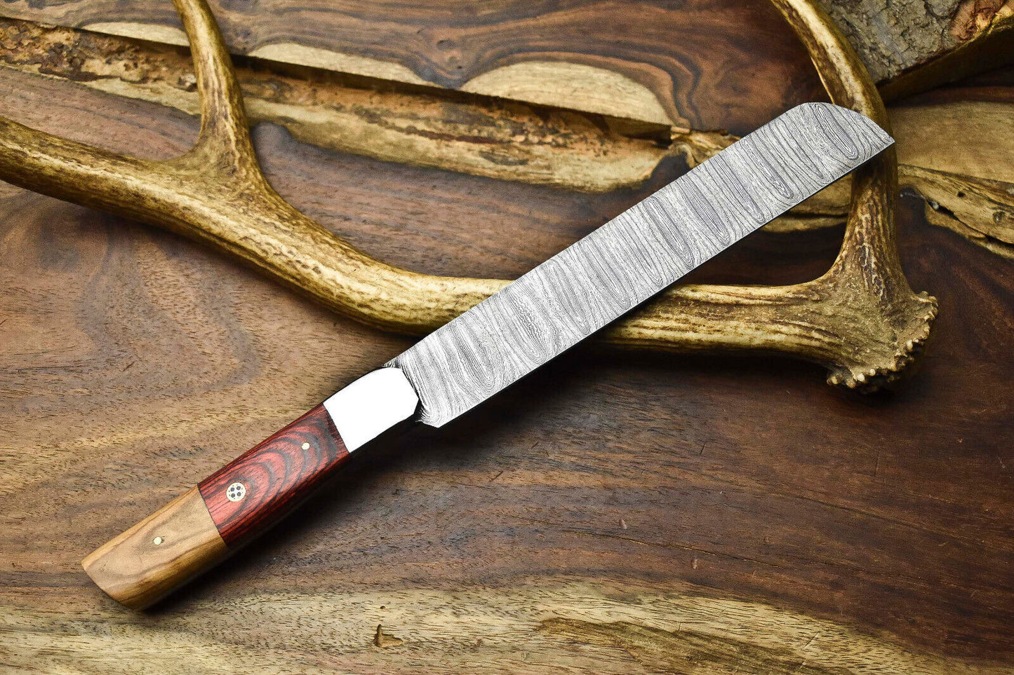 12" Handcrafted Damascus Steel Chef Knife Full Tang Kitchen Blade – Handmade