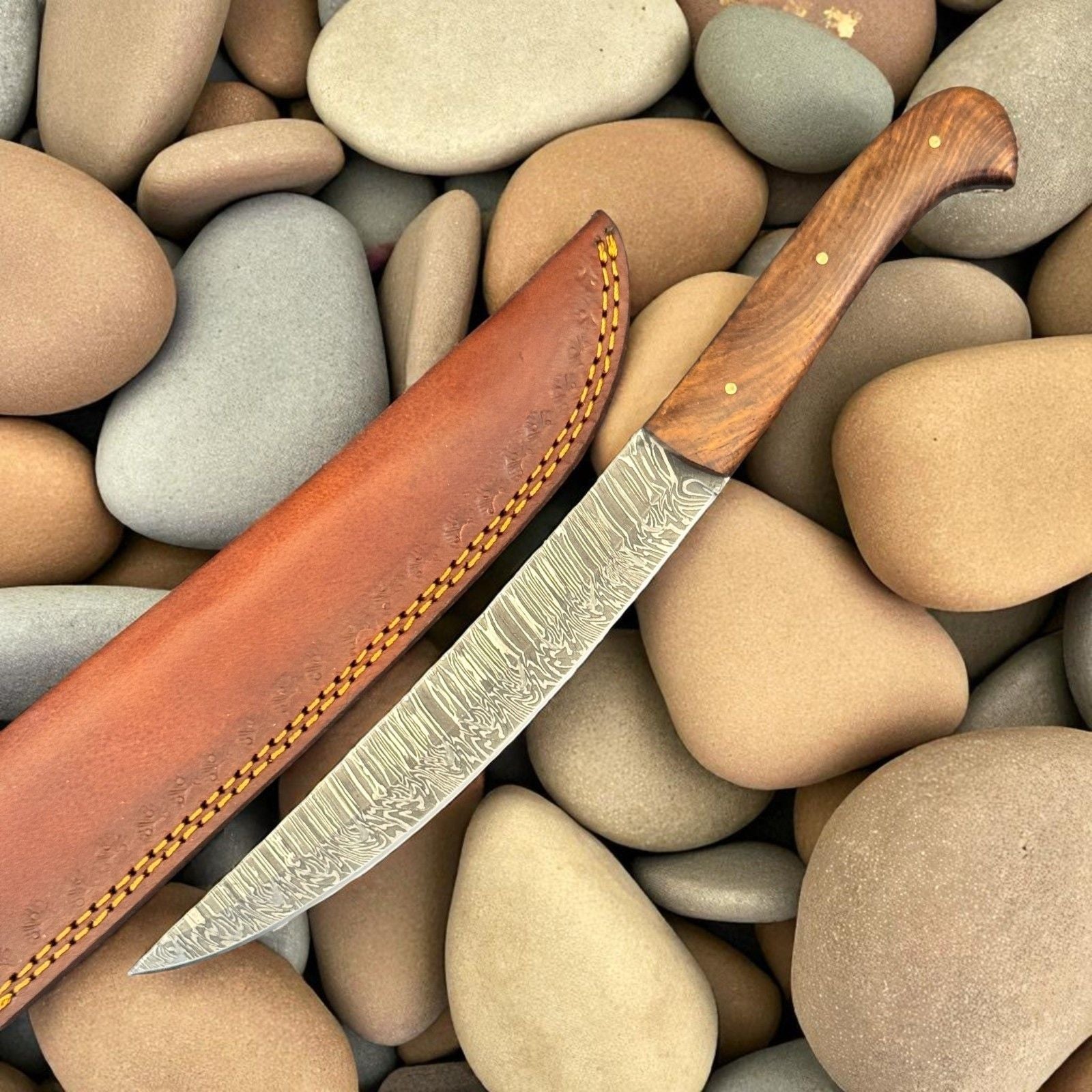 12" Handcrafted Fillet Knife Damascus Steel Knife & Custom Fillet Knife With Wood Handle