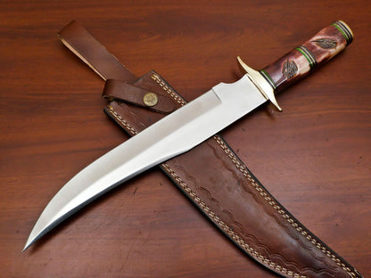 12" Handmade D2 Steel Fixed Blade Bowie Knife – Clip Point Full Tang Hunting & Survival Knife