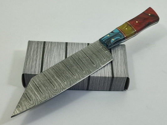 12" Handmade Damascus Blade Full Tang Chef Knife with Resin Handle 
