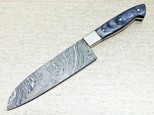 12" Handmade Damascus Chef Knife with Olive Wood Handle – Professional Kitchen Knife