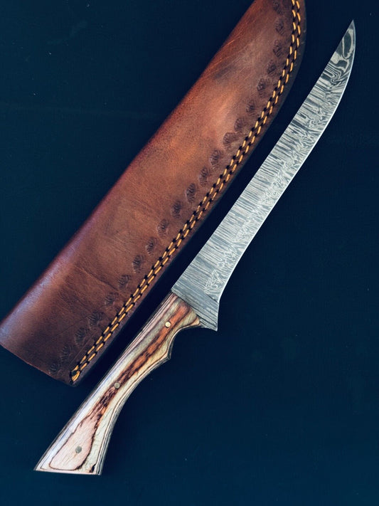 12" Handmade Damascus Fillet Knife Damascus Steel Fillet Knife for Kitchen 