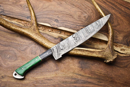 12" Handmade Damascus Steel Chef Knife – Full Tang Blade
