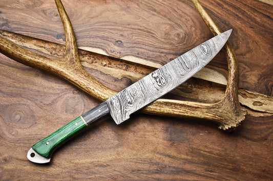 12" Handmade Damascus Steel Chef Knife – Full Tang Blade