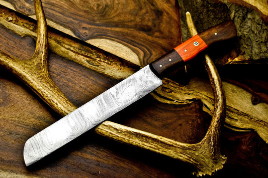 12" Handmade Damascus Steel Chef Knife – Full Tang, Hand-Forged Kitchen Blade