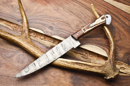 12" Handmade Damascus Steel Chef Knife – Full Tang, Hand Forged Kitchen Blade