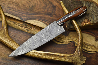 12" Handmade Damascus Steel Chef Knife – Full Tang Kitchen Knife, Forged Blade