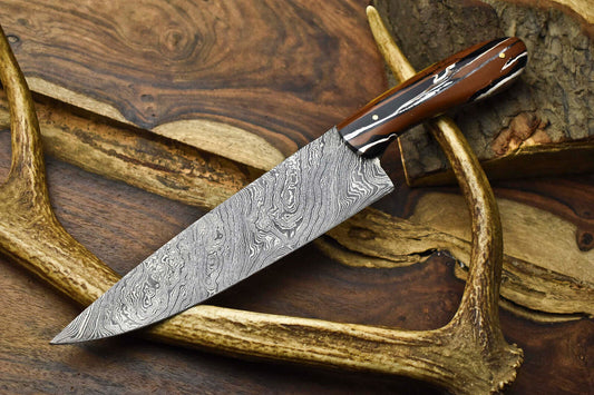12" Handmade Damascus Steel Chef Knife – Full Tang Kitchen Knife, Forged Blade