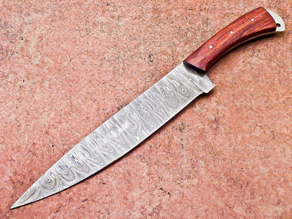 12" Handmade Damascus Steel Chef Knife – Professional Kitchen Knife with Wood Handle