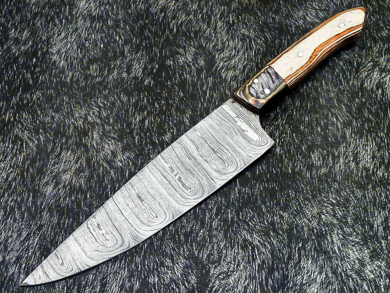 12" Handmade Damascus Steel Chef Knife with Pakkawood Handle  Damascus Kitchen Knife