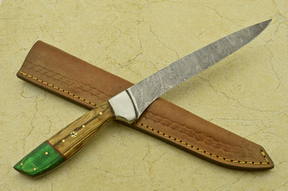 12" Handmade Damascus Steel Fillet Knife – Pakka Wood Handle, 512 Layers, Hand-Forged