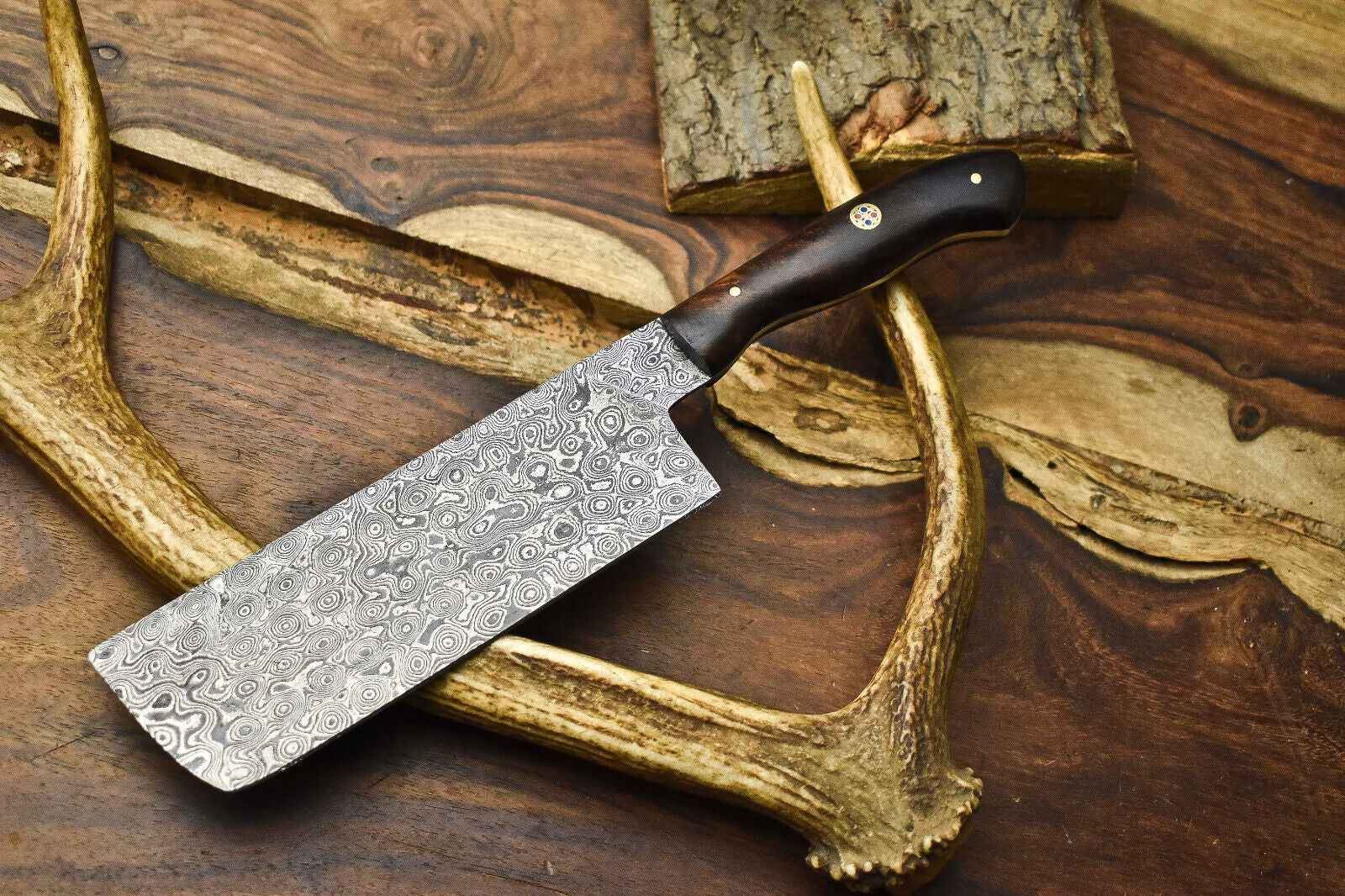 12" Handmade Damascus Steel Kitchen Chef Knife Full Tang with Wood Handle