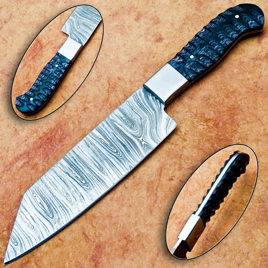 12" Handmade Damascus Steel Professional Chef Knife – Hardwood Handle, 512 Layers, Hand-Forged Kitchen Knife