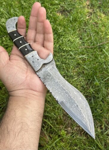12" Handmade Damascus Steel Tracker Knife – Fixed Blade Hunting, Camping & Survival Tool