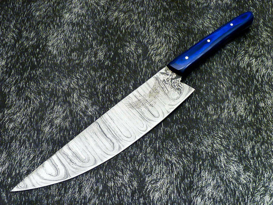 12" Handmade Professional Damascus Chef Knife  with Pakka Wood Handle Damascus Steel Knife 