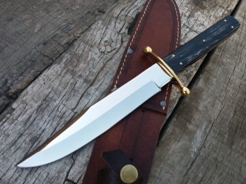 12" Handmade Stainless Steel Bowie Knife Full Tang Hunting Knife with Leather Sheath