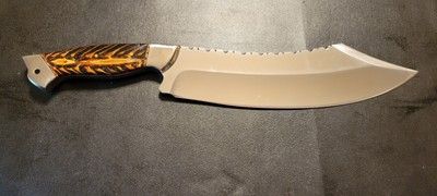 12 Inch Custom D2 Steel Bowie Chopper Knife with Pine Cone Resin Handle & Leather Sheath