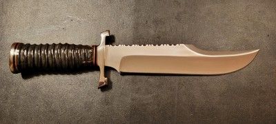 12 Inch Custom D2 Steel Bowie Knife with Impala Bull Horn Handle & Leather Sheath