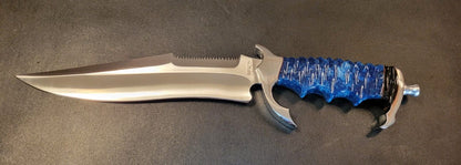 12 Inch Custom D2 Steel Hunting Bowie Knife with Resin Handle & Leather Sheath