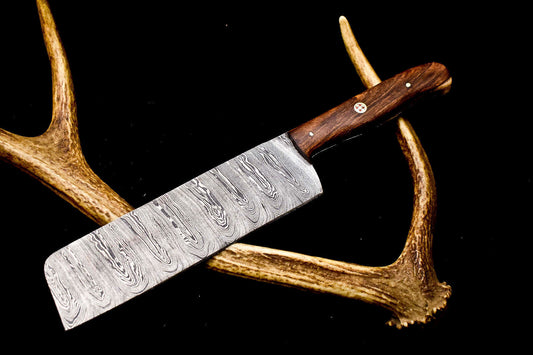 "12 Inch Custom Handmade Damascus Steel Chef Knife | Full Tang Kitchen Blade"