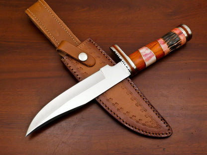12 Inch D2 Steel Clip Point Fixed Blade Hunting Knife Custom Bowie Knife With Sheath