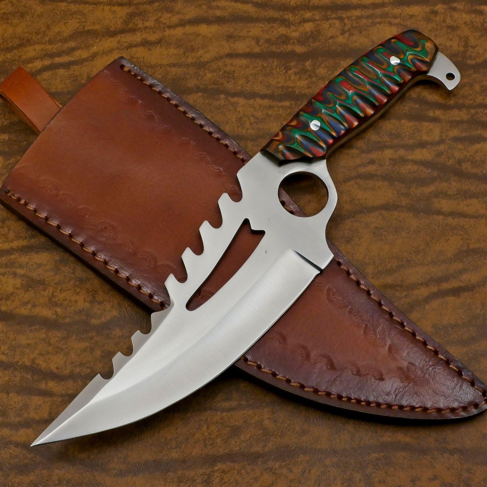 12 Inch D2 Steel Full Tang Bowie Knife Best Bowie Knife With Wood Handle