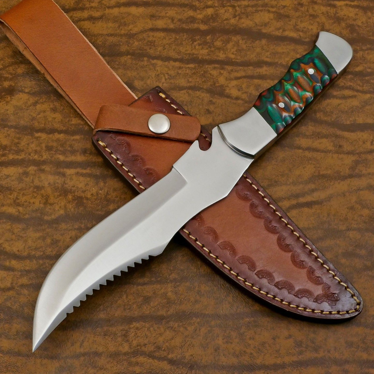 12 Inch D2 Steel Full Tang Bowie Knife Custom Bowie Knife With Wood Handle