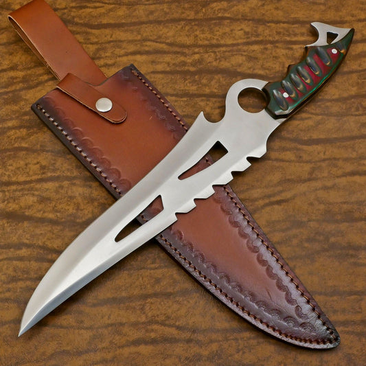 12 Inch D2 Steel Full Tang Bowie Knife with Pakka Wood Handle Hunting Knife
