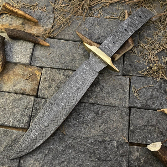 12 Inch Hand Forged Bowie Knife Blank Blade with Brass Guard for Knife Making
