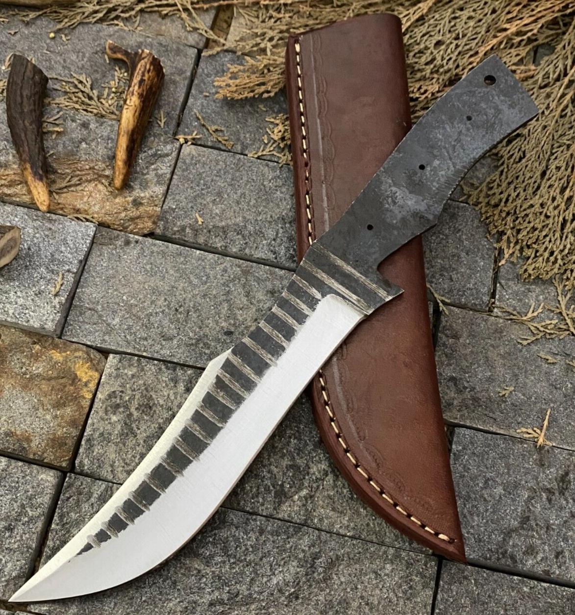 12 Inch Handmade D2 Steel Hunting Blank Blade Knife with High Polish Finish and Sheath